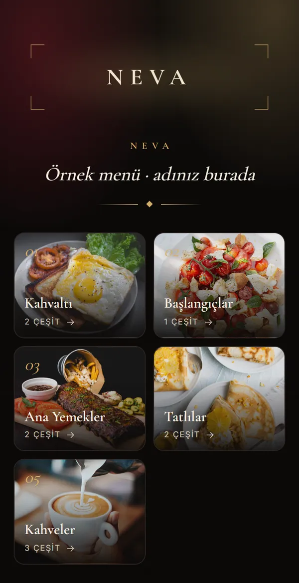 Bar ve Lounge için Noir Lounge QR menü şablonu