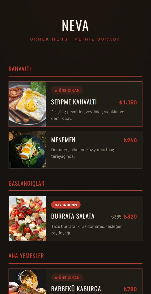 Prime Steakhouse şablonu önizlemesi